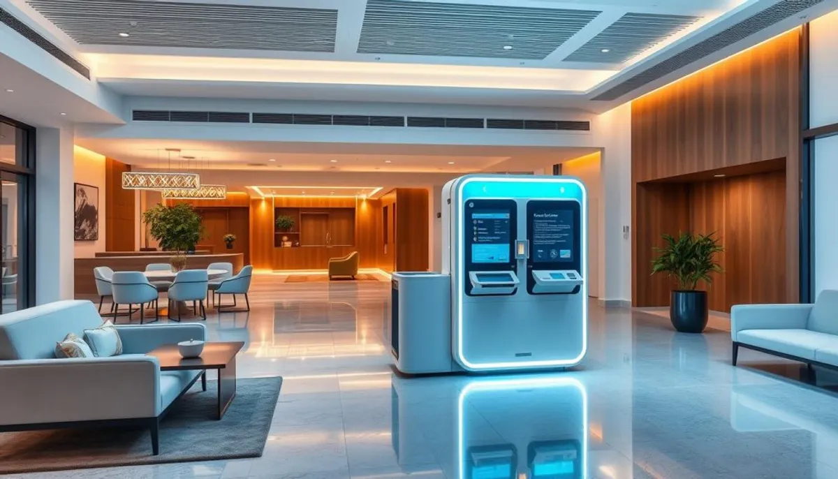 Borne d'accueil automatisé dans une résidence connectée